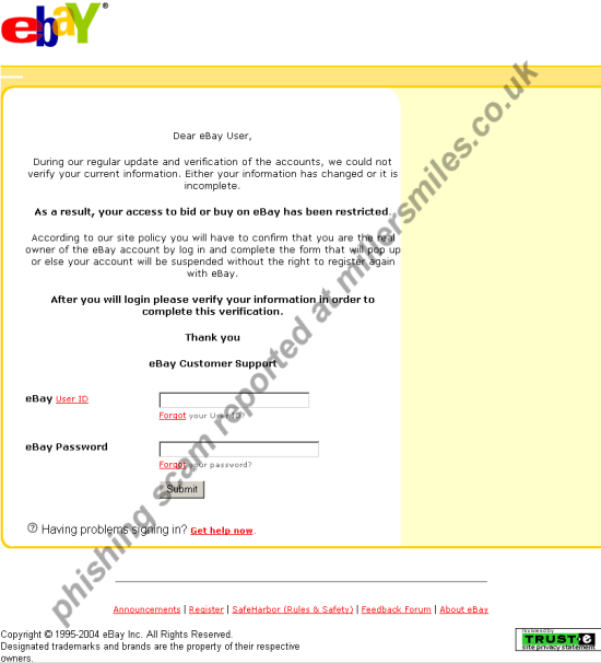 eBay Important Account Information